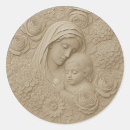Mary Jesus Floral Religious Catholic Ronde Sticker