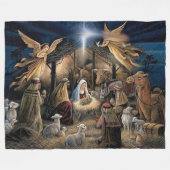 MARY, JESUS, JOSEPH, MANGER FLEECE DEKEN (Voorkant (Horizontaal))