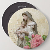 Mary Jesus Lamb Roze Roze Roze Roze Roze  Maagd Ronde Button 6,0 Cm (Voorkant /achterkant)