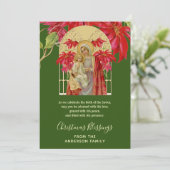 Mary Jesus Poinsettia, een religieuze kerstmaagd Feestdagenkaart (Staand voorkant)