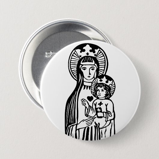 Mary & Jesus Ronde Button 7,6 Cm (Voorkant /achterkant)