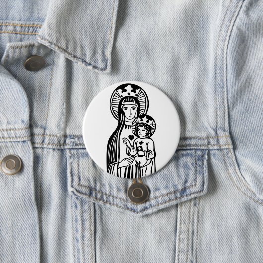 Mary & Jesus Ronde Button 7,6 Cm (In situ)