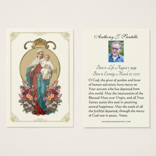 Mary JesusFuneral Memorial Prayer Heilige Kaart (Voorkant /achterkant)