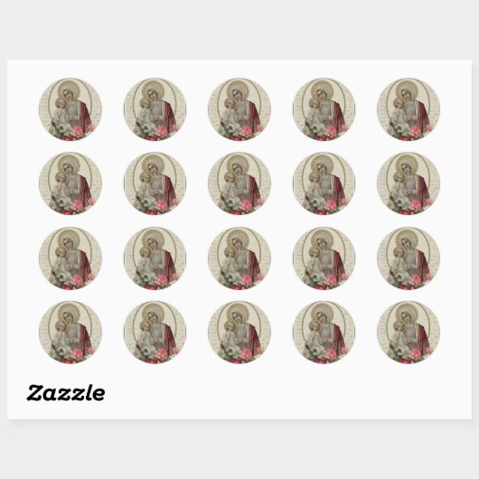 Mary Jezus  Rozen Ronde Sticker (Vel)