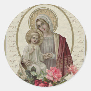 Mary Jezus Rozen Ronde Sticker