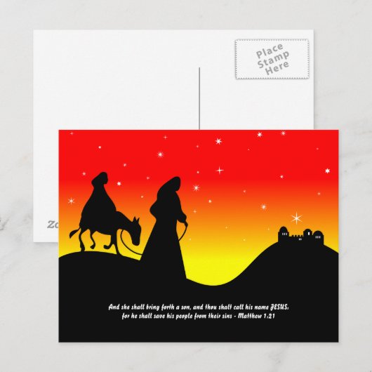 Mary & Joseph, Bijbelscriptie Verse Briefkaart (Voorkant / Achterkant)