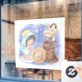 Mary, Joseph en Baby Jesus Raamsticker (Cafe Raam)