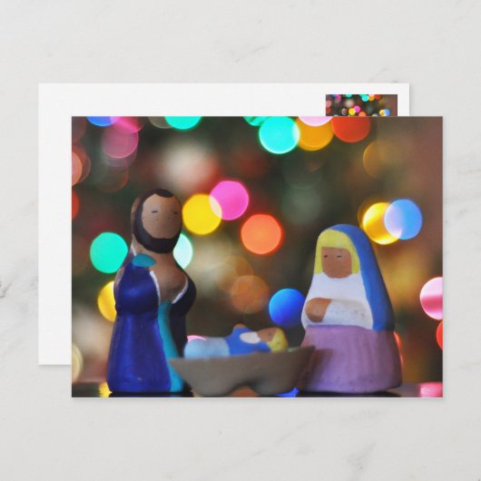 Mary, Joseph en Baby Jezus, Nativiteit, bokeh, lic Briefkaart (Voorkant / Achterkant)