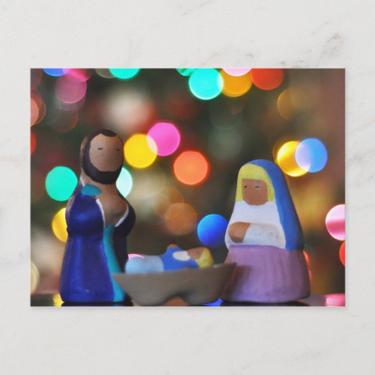 Mary, Joseph en Baby Jezus, Nativiteit, bokeh, lic Briefkaart (Voorkant)