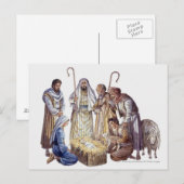 Mary, Joseph en herders rond baby Jesus Briefkaart (Voorkant / Achterkant)