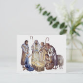 Mary, Joseph en herders rond baby Jesus Briefkaart (Staand voorkant)