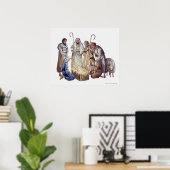 Mary, Joseph en herders rond baby Jesus Poster (Thuiskantoor)