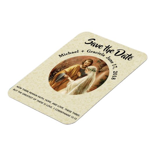 Mary Joseph Katholiek SAVE THE DATE Bruiloft Magneet (Linkerzijde)