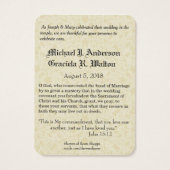 Mary Joseph, katholieke bruiloft voor Heilige Kaar Visitekaartje (Achterkant)