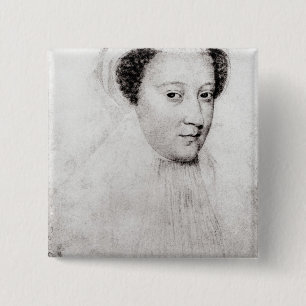 Mary, koningin der Schotten in witte rouw, 1560 Vierkante Button 5,1 Cm