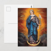 Mary, Madonna Lily, Crescent Moon Briefkaart (Voorkant / Achterkant)