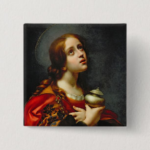Mary Magdalene, 1660-70 (olie op doek) Vierkante Button 5,1 Cm