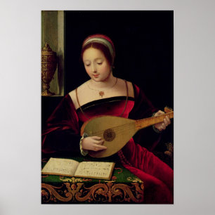 Mary Magdalene die de Lute speelt Poster