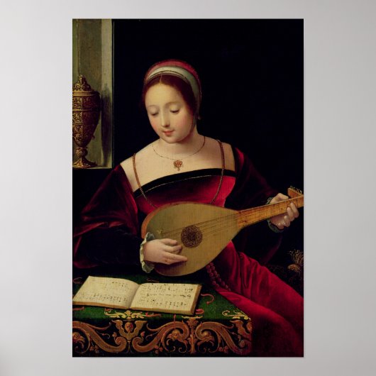 Mary Magdalene die de Lute speelt Poster (Voorkant)