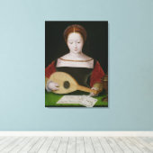 Mary Magdalene die een Lute speelt Canvas Afdruk (Insitu (Houten vloer))
