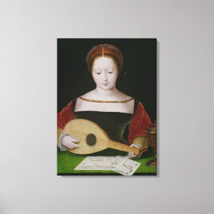 Mary Magdalene die een Lute speelt Canvas Afdruk