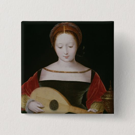 Mary Magdalene die een Lute speelt Vierkante Button 5,1 Cm (Voorkant)