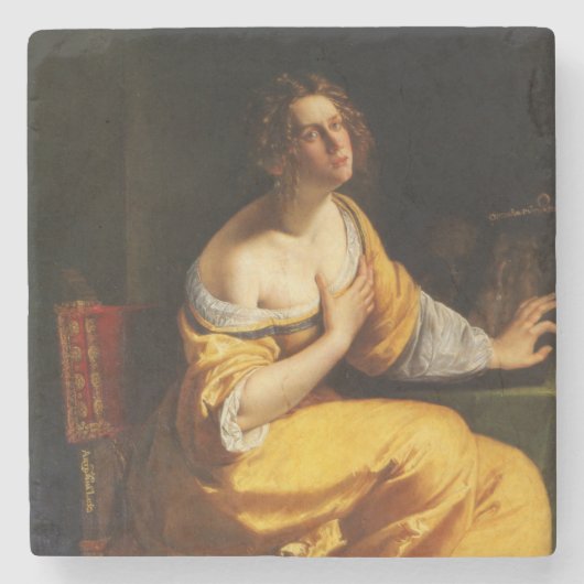 Mary Magdalene (door Artemisia Gentileschi) Stenen Onderzetter (Voorkant)