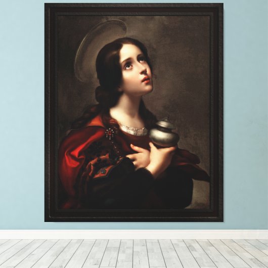 Mary Magdalene door Carlo Dolci Canvas Afdruk (Insitu (Houten vloer))
