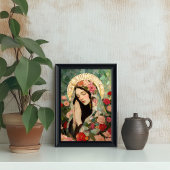 Mary Magdalene Floral Roses Mosaic Art Poster