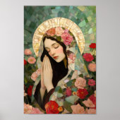 Mary Magdalene Floral Roses Mosaic Art Poster (Voorkant)