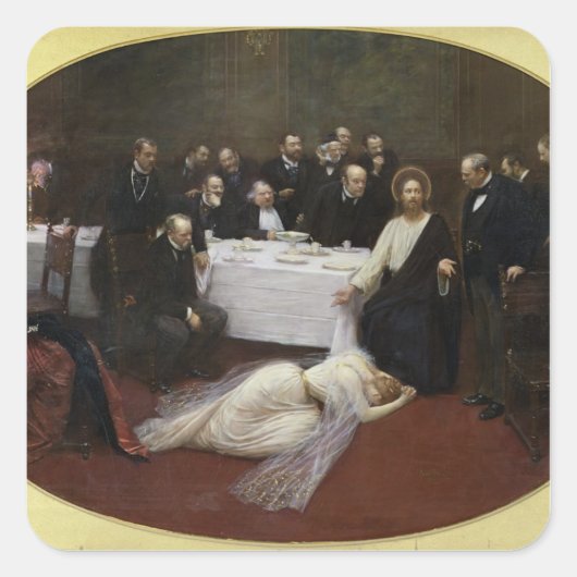 Mary Magdalene in het huis van de Pharisee Vierkante Sticker (Voorkant)