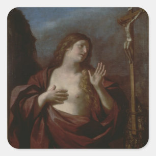 Mary Magdalene in Penitence (olie op canvas) 2 Vierkante Sticker