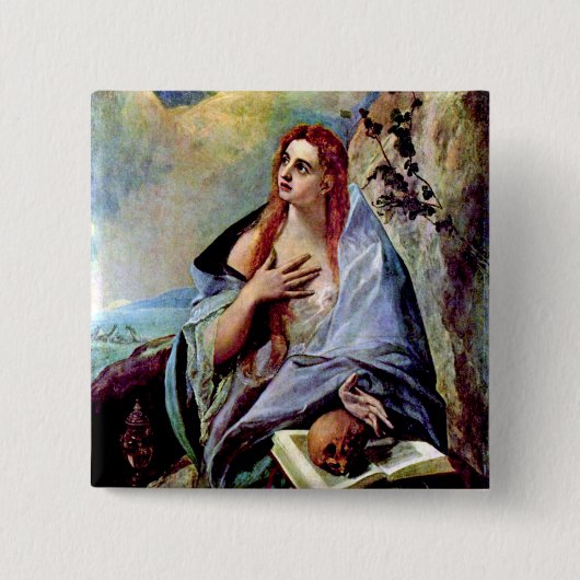Mary Magdalene Vierkante Button 5,1 Cm (Voorkant)
