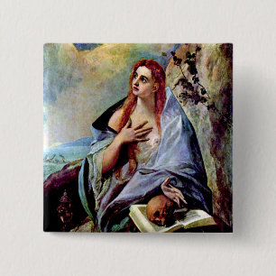 Mary Magdalene Vierkante Button 5,1 Cm