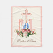 Mary Marian Cross Rozen Religieuze Maagd Fleece Deken (Voorkant)