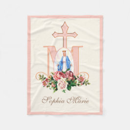 Mary Marian Cross Rozen Religieuze Maagd Fleece Deken