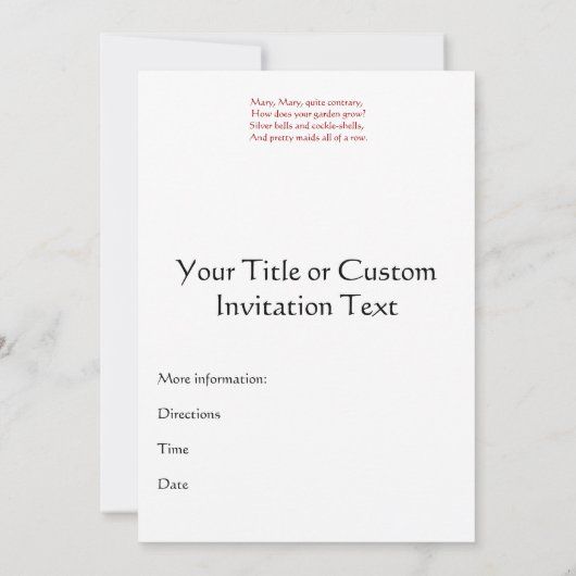 Mary, Mary, heel anders Kaart (Achterkant)