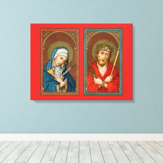 Mary, Mater Dolorosa & Jesus, Ecce Homo Canvas Afdruk (Insitu (Houten vloer))