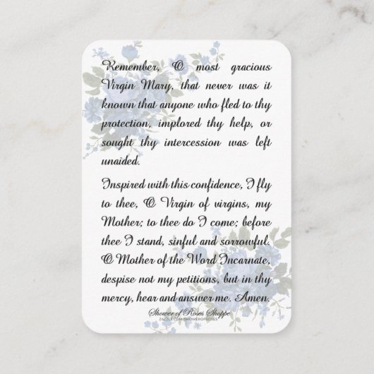 Mary Memorare, een gevlekte maagd, gelovige Kaart Plaatskaartje (Achterkant)