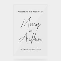 Mary Minimalist Wedding Acryl Welkomstbord