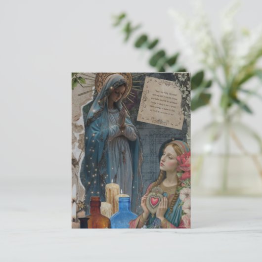 Mary Mixed Media Collage Briefkaart (Staand voorkant)