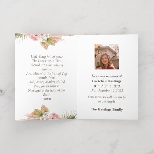 Mary Modern katholieke begrafenis Memorial Prayer  Folie Wenskaart (Binnenlaag)
