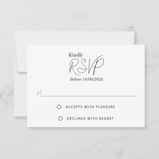 Mary - Moderne minimalistische RSVP Kaartje (Voorkant)