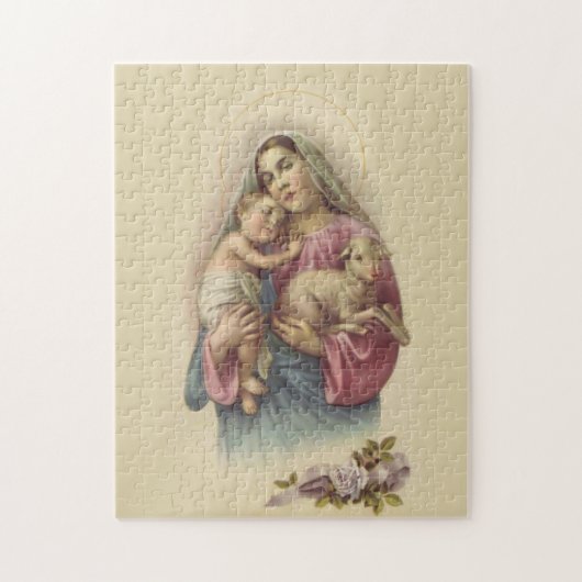 Mary Moeder Baby Jesus Lamb zonder blote maagd Legpuzzel (Verticaal)