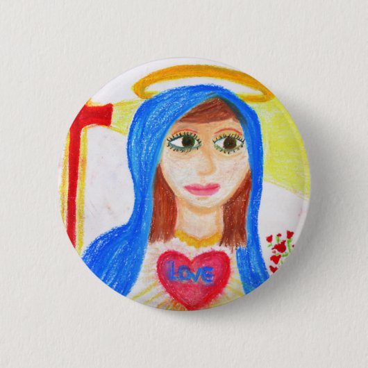Mary, moeder van de liefde ronde button 5,7 cm (Voorkant)