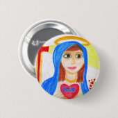 Mary, moeder van de liefde ronde button 5,7 cm (Voorkant /achterkant)