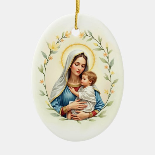 Mary Mother of God Peace and Blessings Scripture Keramisch Ornament (Voorkant)