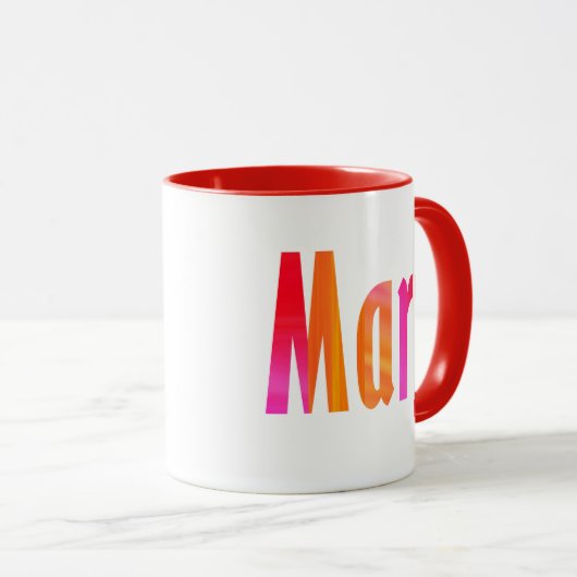 "Mary" naam, leuke kleurrijke roze Sinaasappel bel Mok (Voorkant rechts)