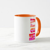 "Mary" naam, levendige kleurrijke roze Sinaasappel Mok (Voorkant rechts)