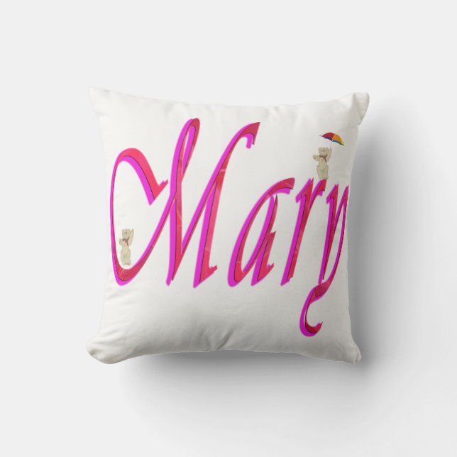 Mary, naam, Logo, White Throw Cushion. Kussen (Voorkant)